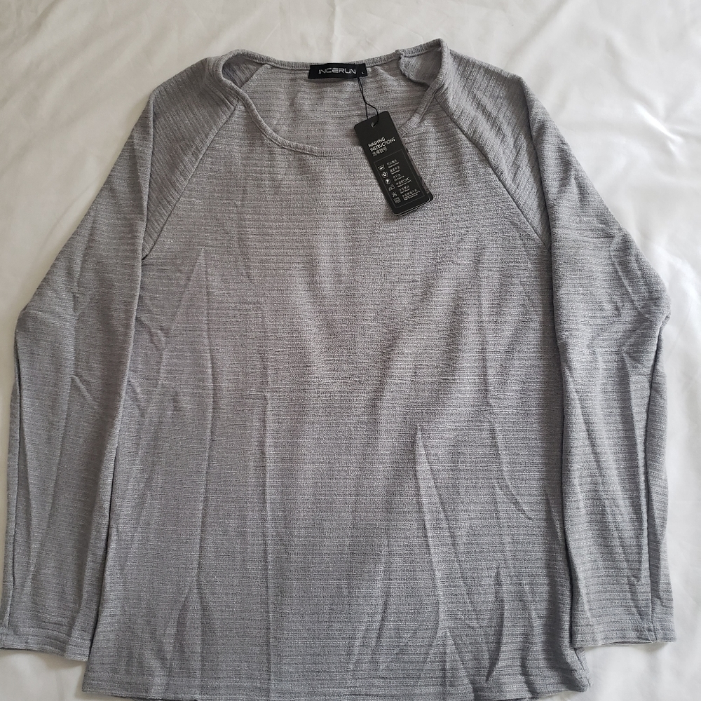Incerun, Mens Grey Pullover Shirt. Sz LG